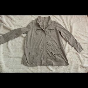 Womens Eddie Bauer XXL tan jersey zip up shirt/ jacket